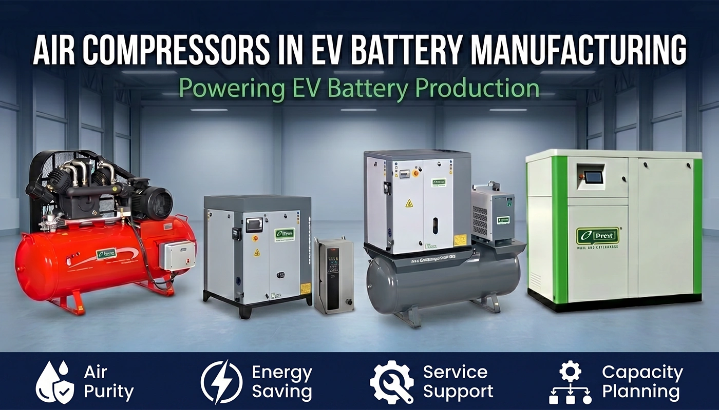 Oil-free air compressors deliver clean, dry compressed air for efficient EV battery manufacturing in India