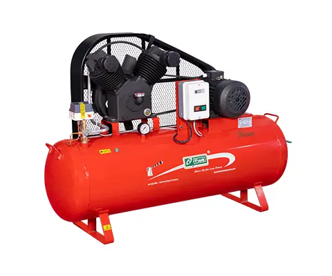 Frank Beat red tank-mounted industrial reciprocating air compressor for workshops and factories