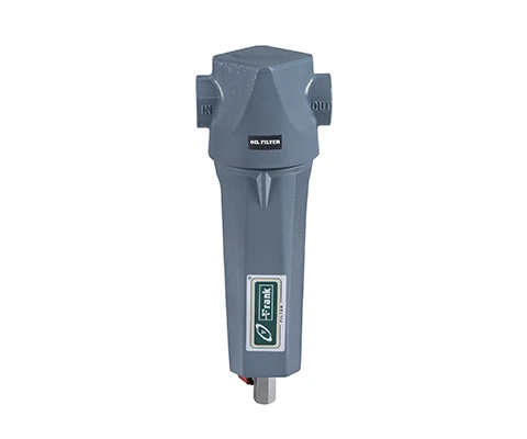 Front view of Frank FOF 70 oil removal compressed air filter for clean industrial air

