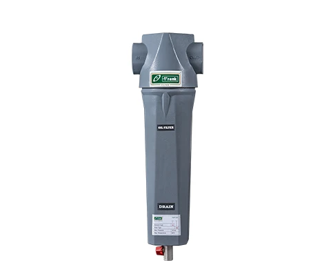 Frank FOF series oil removal compressed air filter shown from the front in a silver housing

