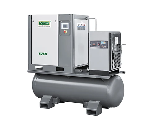 Frank Tusk tank mounted rotary screw air compressor with integrated receiver for compact setups
