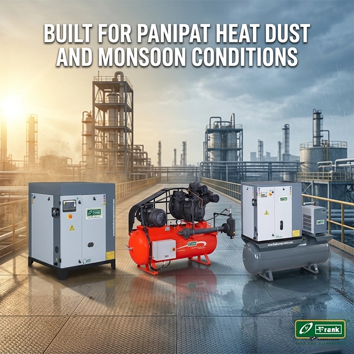 Rugged, dust-proof industrial compressors built for the Panipat environment.