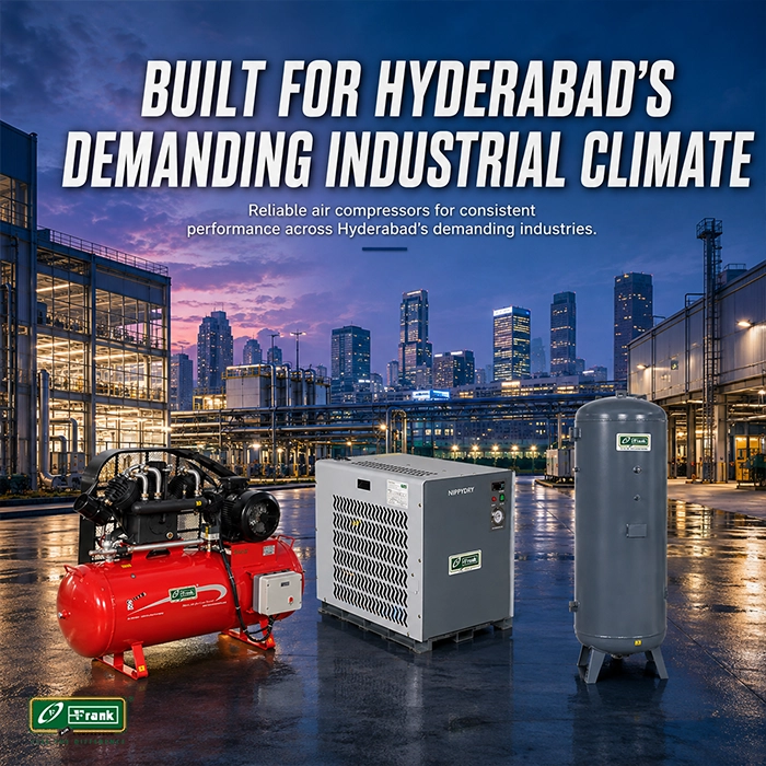 Air compressor cooling and moisture control systems for hot humid industrial conditions in Hyderabad