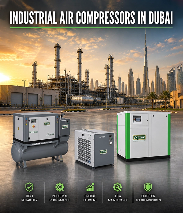 Frank Compressors supplies reliable industrial air compressors suited to Dubai conditions