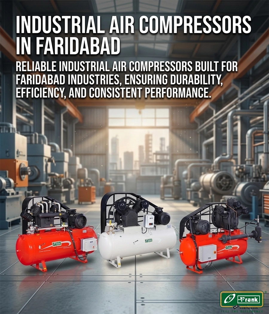 Trusted industrial air compressors ensuring consistent pressure for Faridabad factories.
