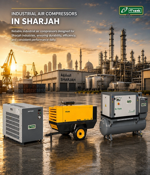Frank Compressors supplies reliable industrial air compressors suited to Sharjah conditions