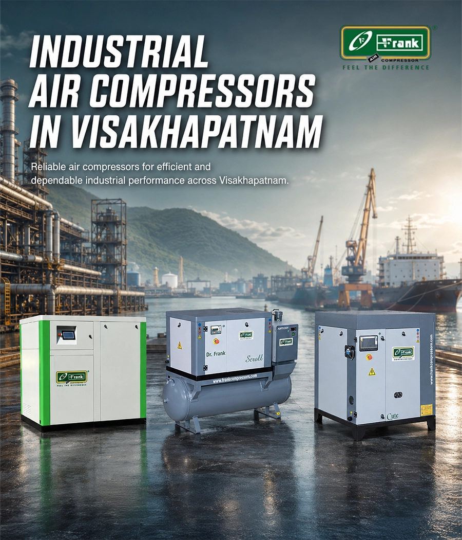 Energy efficient rotary screw and oil free air compressors for industries in Vizag